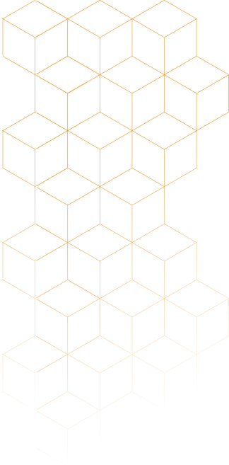 Isometrische 3D-kubuspatroon met goudkleurige lijnen op grijze achtergrond.