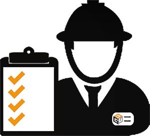 Inspecteur met veiligheidshelm naast controlelijst met vinkjes, symbool voor preventief onderhoud en veiligheid.